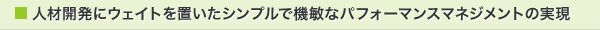 人材開発にウェイトを置いたシンプルで機敏なパフォーマンスマネジメントの実現