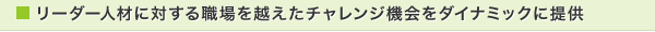 リーダー人材に対する職場を越えたチャレンジ機会をダイナミックに提供